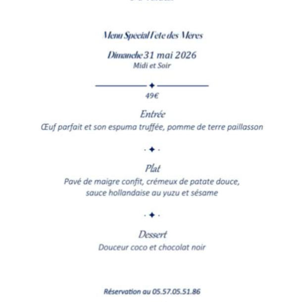 Menu de la fête des mères au Saint-Martial